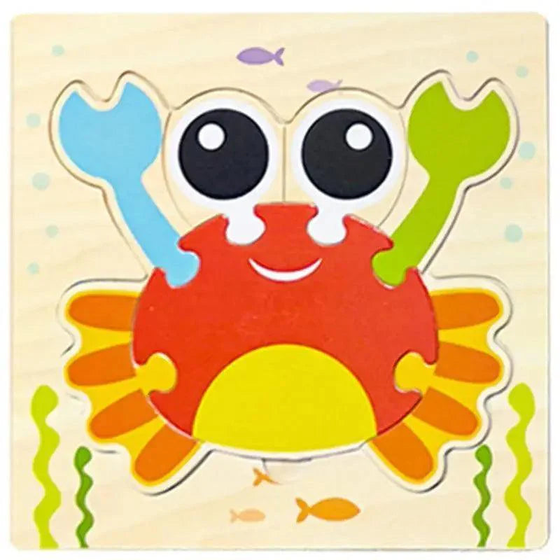 Montessori Games Baby Animals/traffic Kid's Cognition Puzzles Toys Wooden Cartoon Cognition Puzzle Toys Matching Education Game