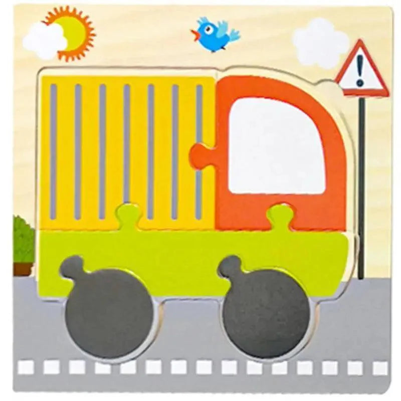 Montessori Games Baby Animals/traffic Kid's Cognition Puzzles Toys Wooden Cartoon Cognition Puzzle Toys Matching Education Game