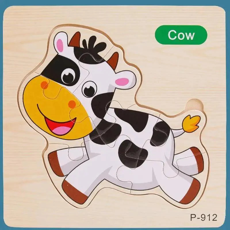 Montessori Games Baby Animals/traffic Kid's Cognition Puzzles Toys Wooden Cartoon Cognition Puzzle Toys Matching Education Game