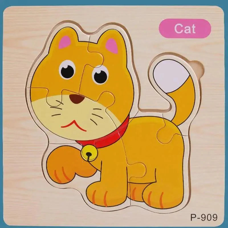 Montessori Games Baby Animals/traffic Kid's Cognition Puzzles Toys Wooden Cartoon Cognition Puzzle Toys Matching Education Game