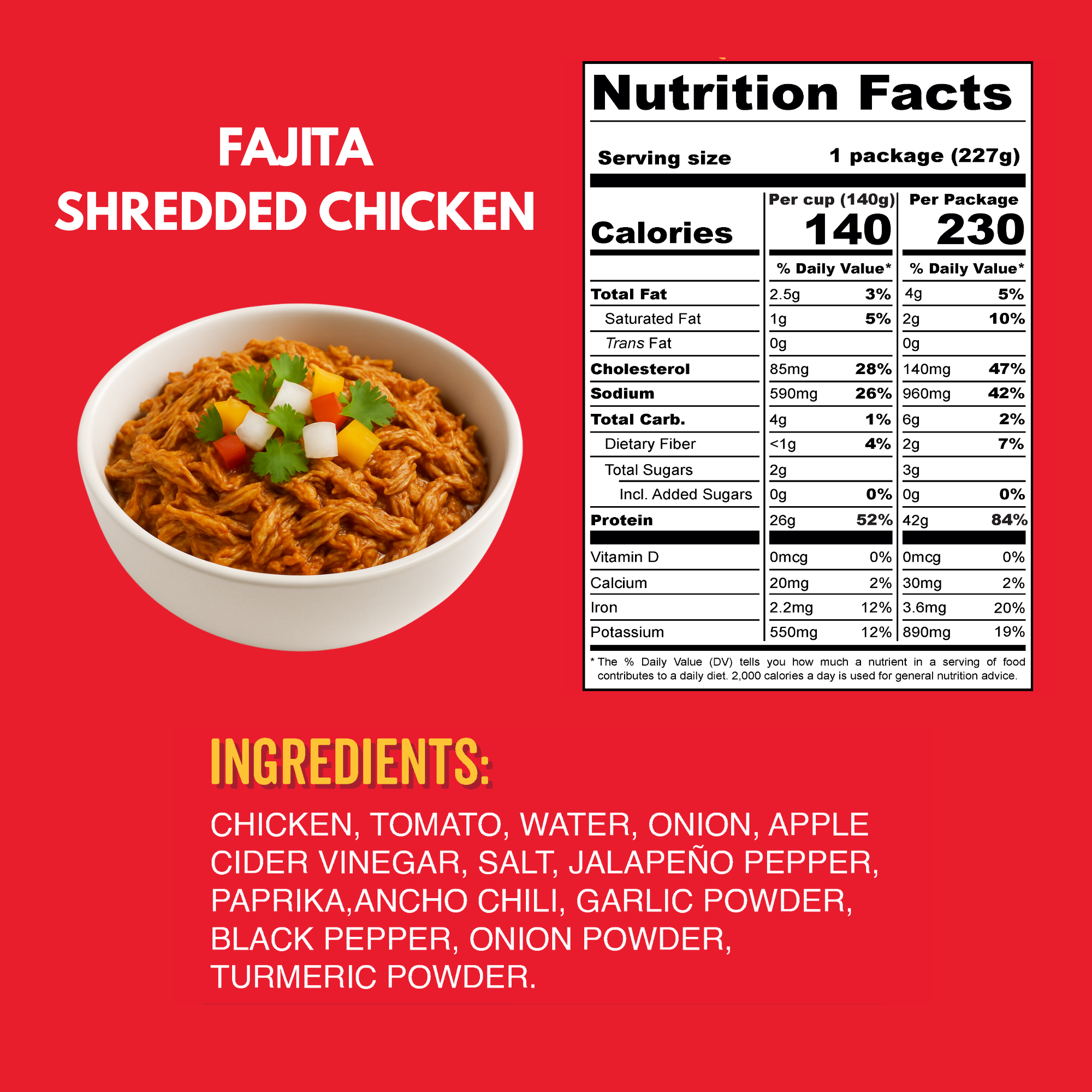 Pollo para Fajitas – 42 g de proteína | Listo en 90 segundos