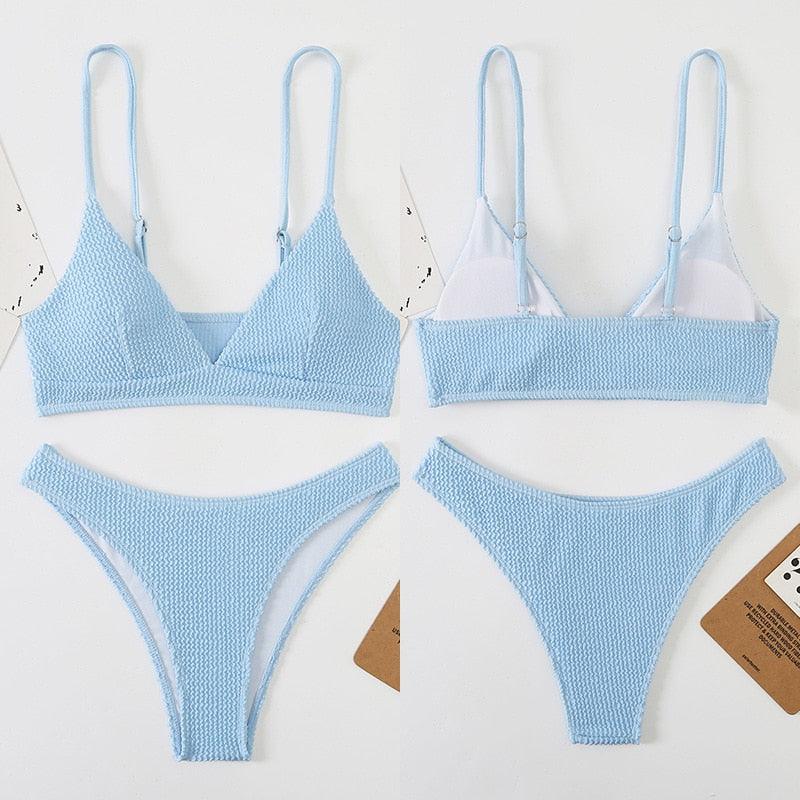 Women One-Shoulder Bikini Swimsuit Women Push Up Swimwear Women's Bathing Suit Comfortable Bikini Ribbed Two Piece Swimsuit Bikini Set Summer Bathing Suit Beach Wear Swimming Suit