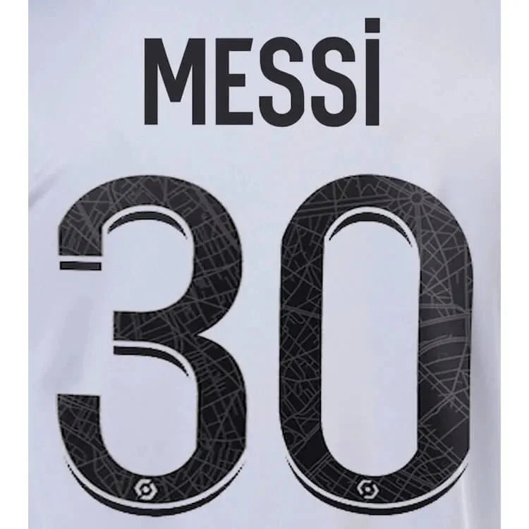 PSG 2022-23 Away Messi Youth #30 Jersey Name Set