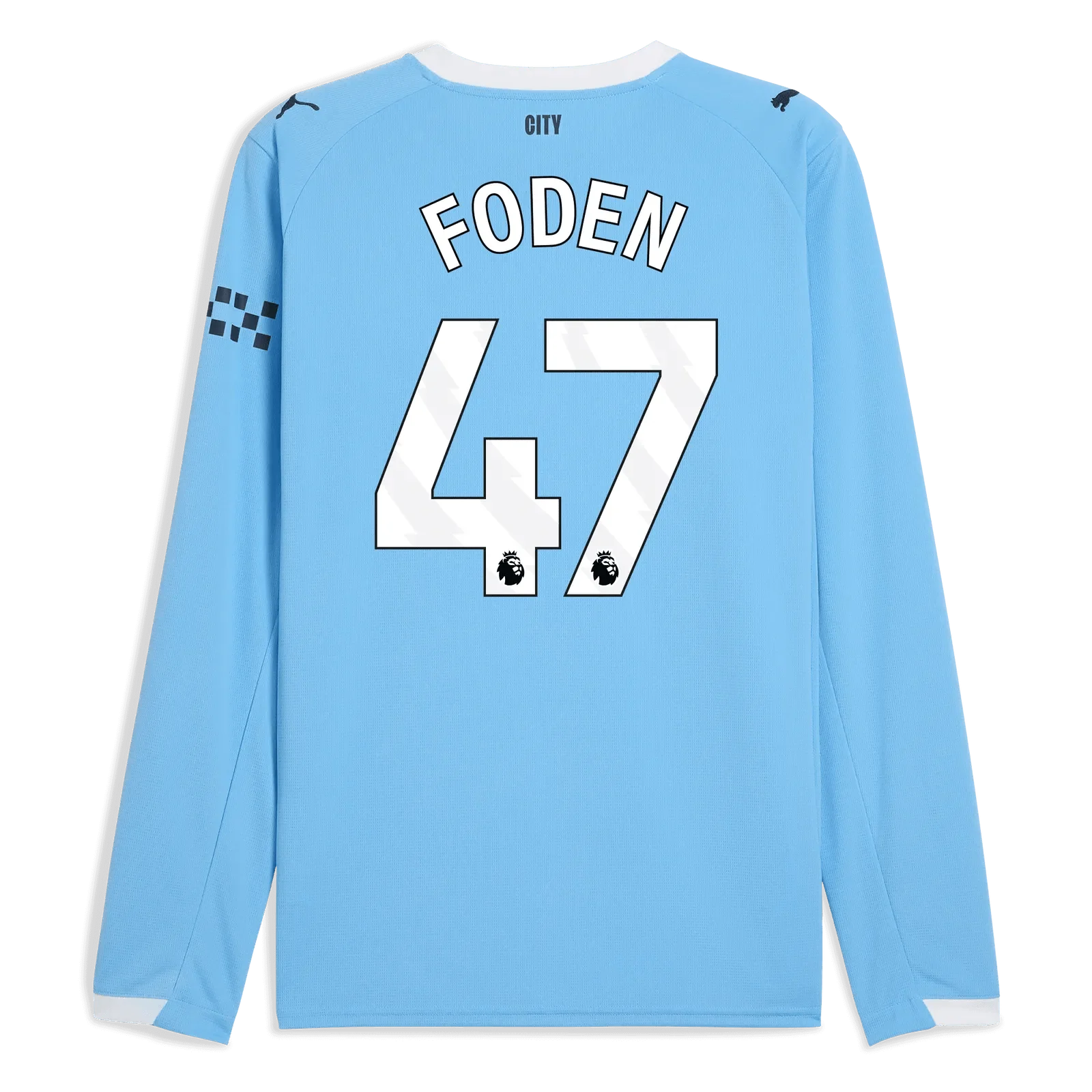 Puma 2025-26 Manchester City Men's Stadium Home Long-Sleeve Soccer Jersey
