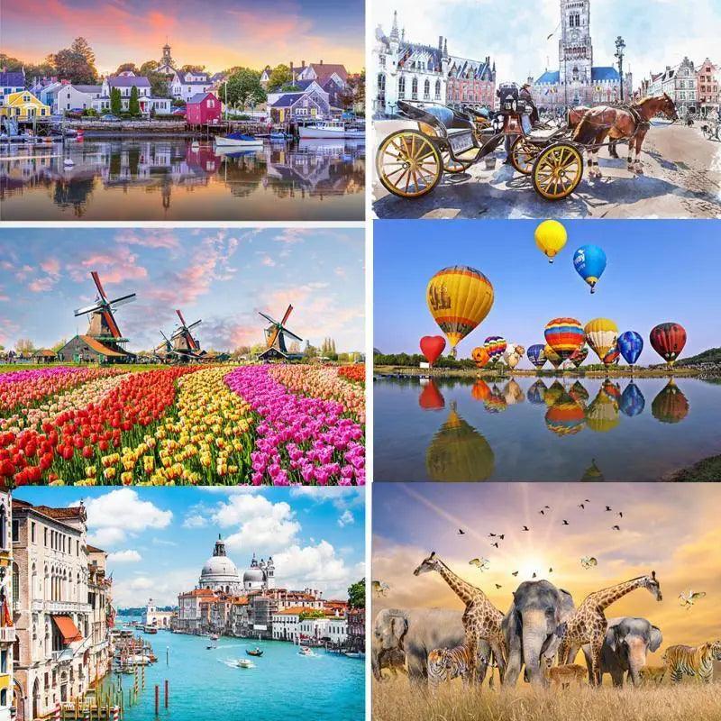 Puzzles 500 Pieces Wooden Assembling Picture Landscape Puzzles Toys For Adults Childrens Kids Games Educational Toy