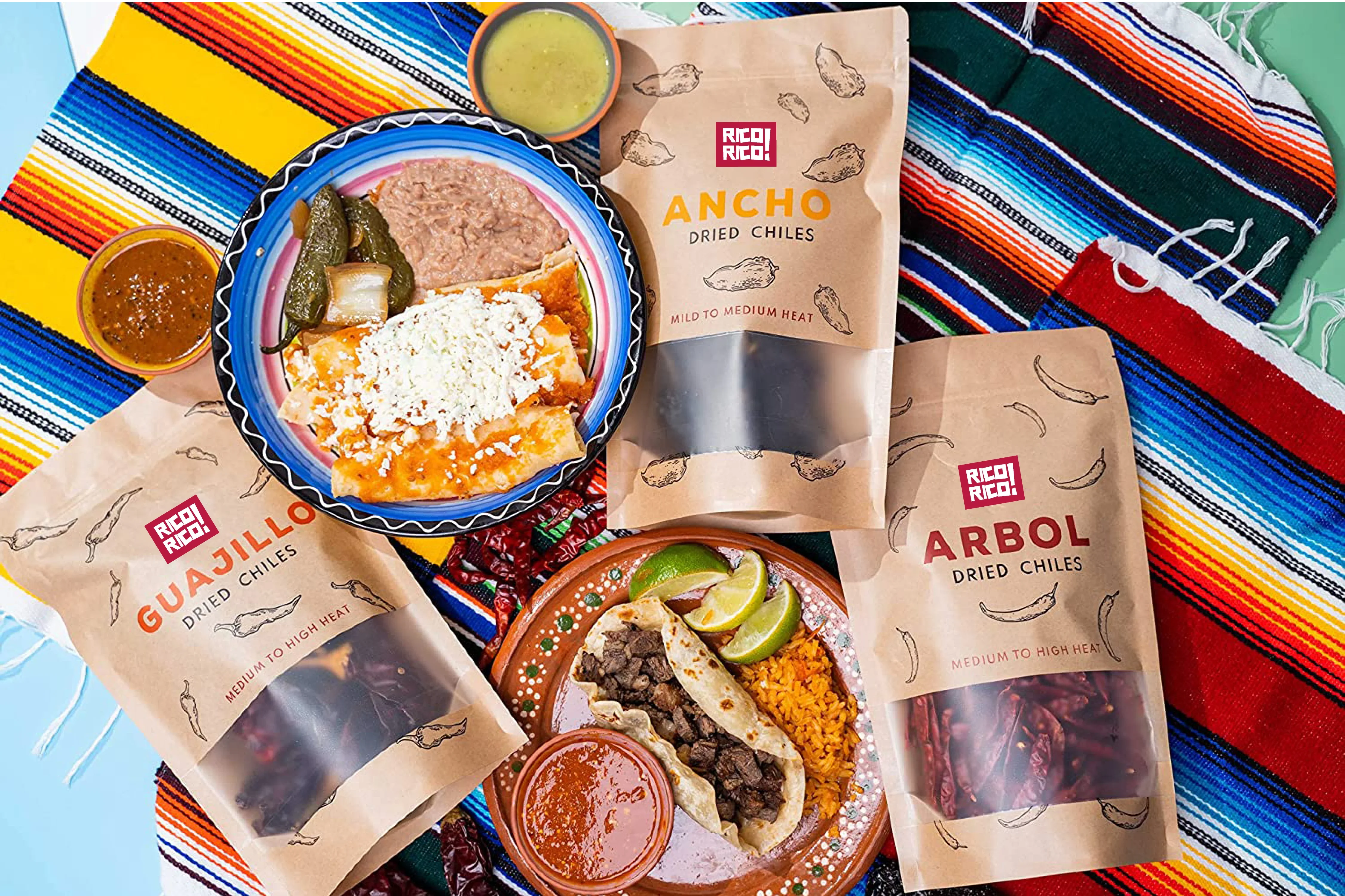 Paquete de 3 Chiles Secos Mexicanos – Chile Ancho, Guajillo y de Árbol