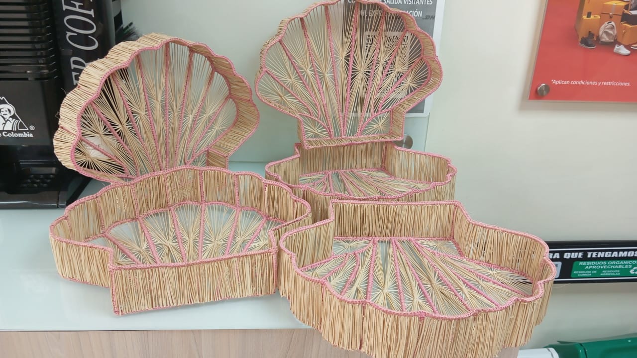 Shell Charm Handwoven Iraca Decorative Tray