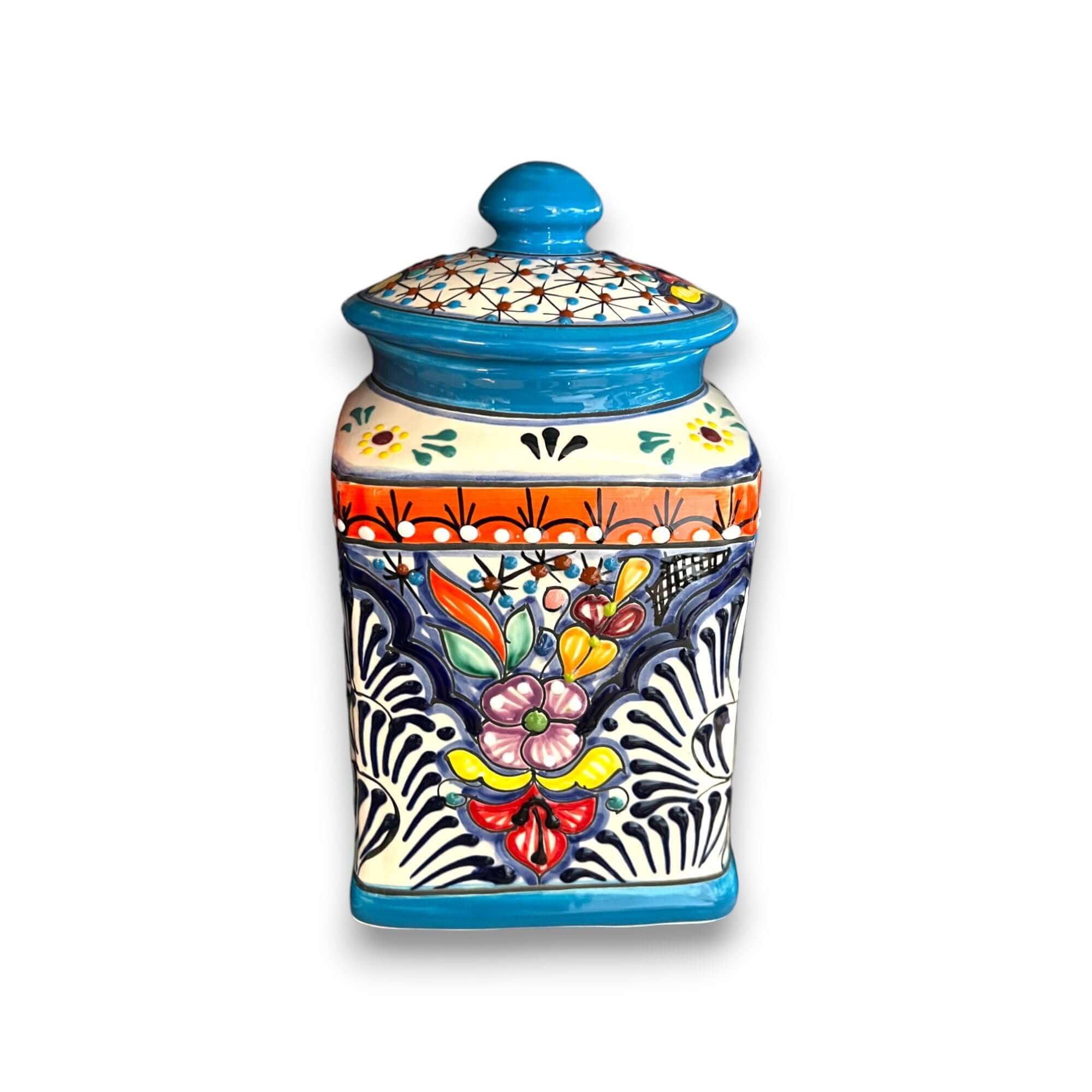 Juego de 3 botes de Talavera azul claro | Cerámica mexicana hecha a mano de Puebla