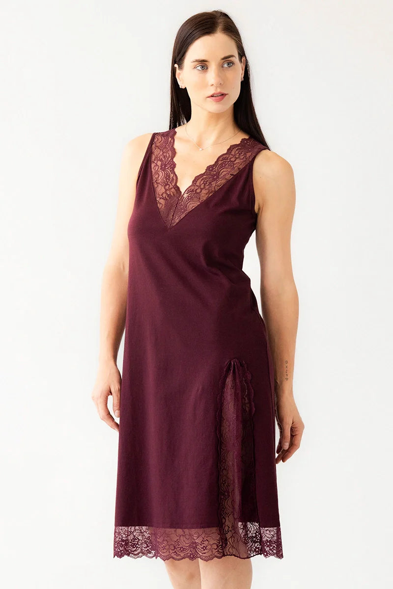 Camisón de algodón Pima con ribete de encaje Simone