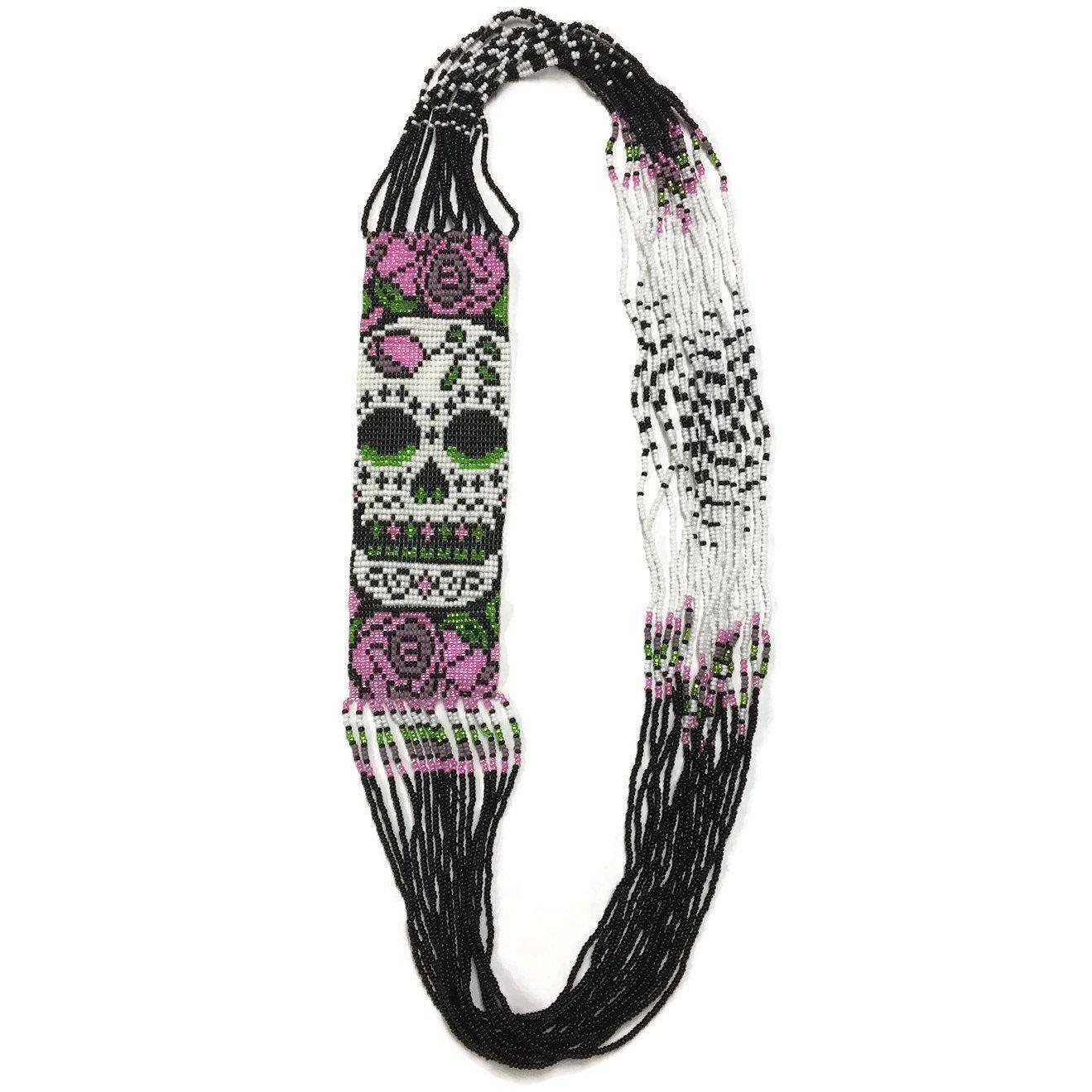 Sugar Skull Seed Bead Necklace - Guatemala