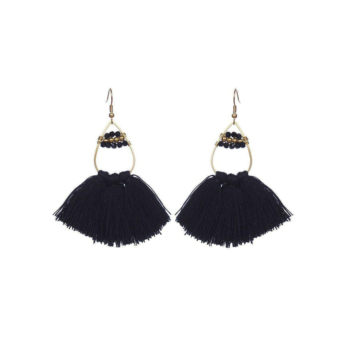 Summer Tassel Brass Bead Earrings - Thailand