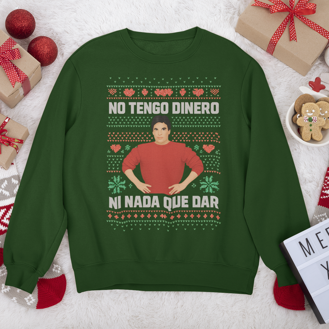 No Tengo Dinero Ni Nada Que Dar Gabriel Latino Navidad Ugly Christmas Sweater | 3 Colors
