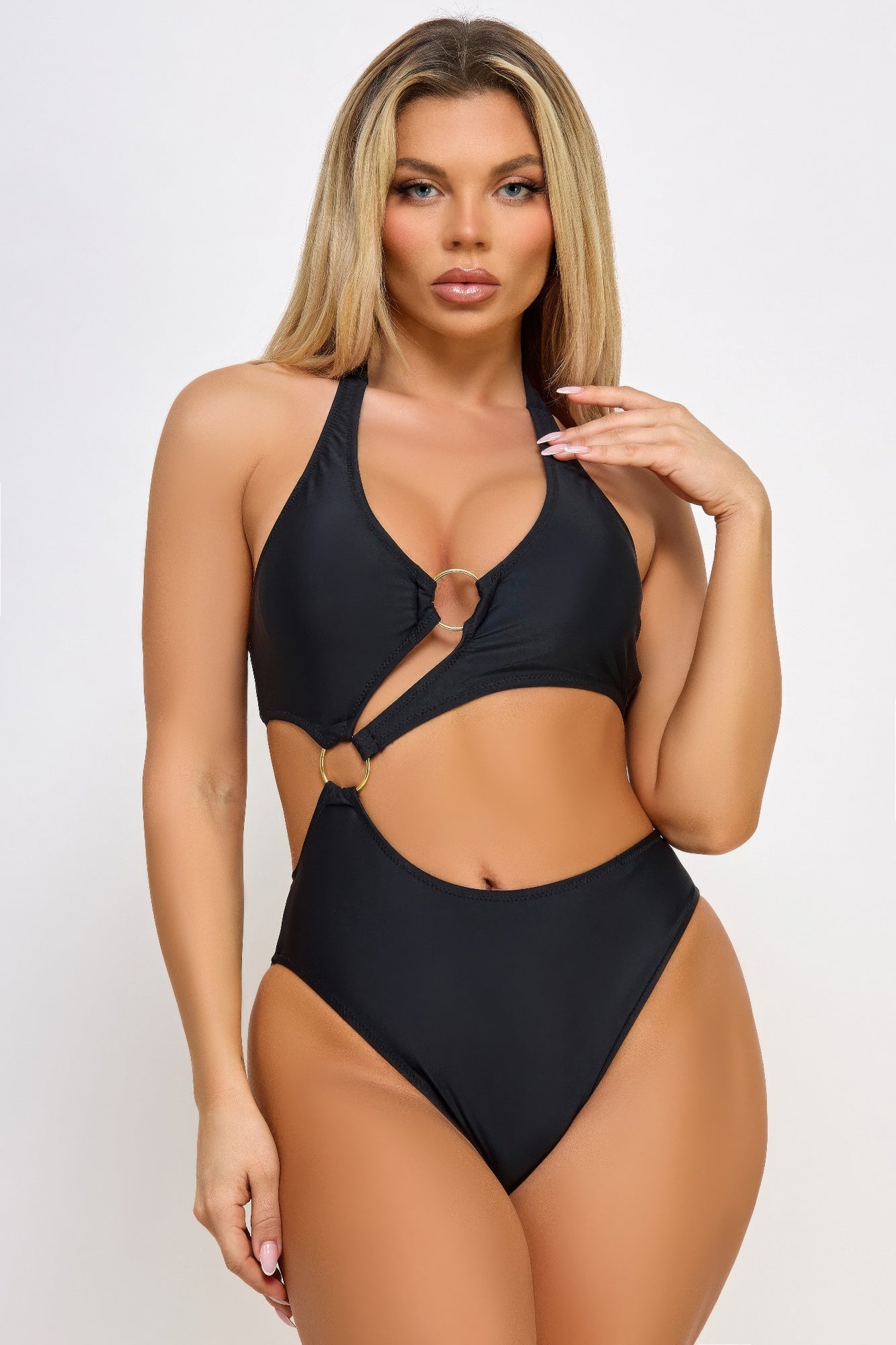 Chic Women's Swimwear Swimsuit with Halter Neck Design