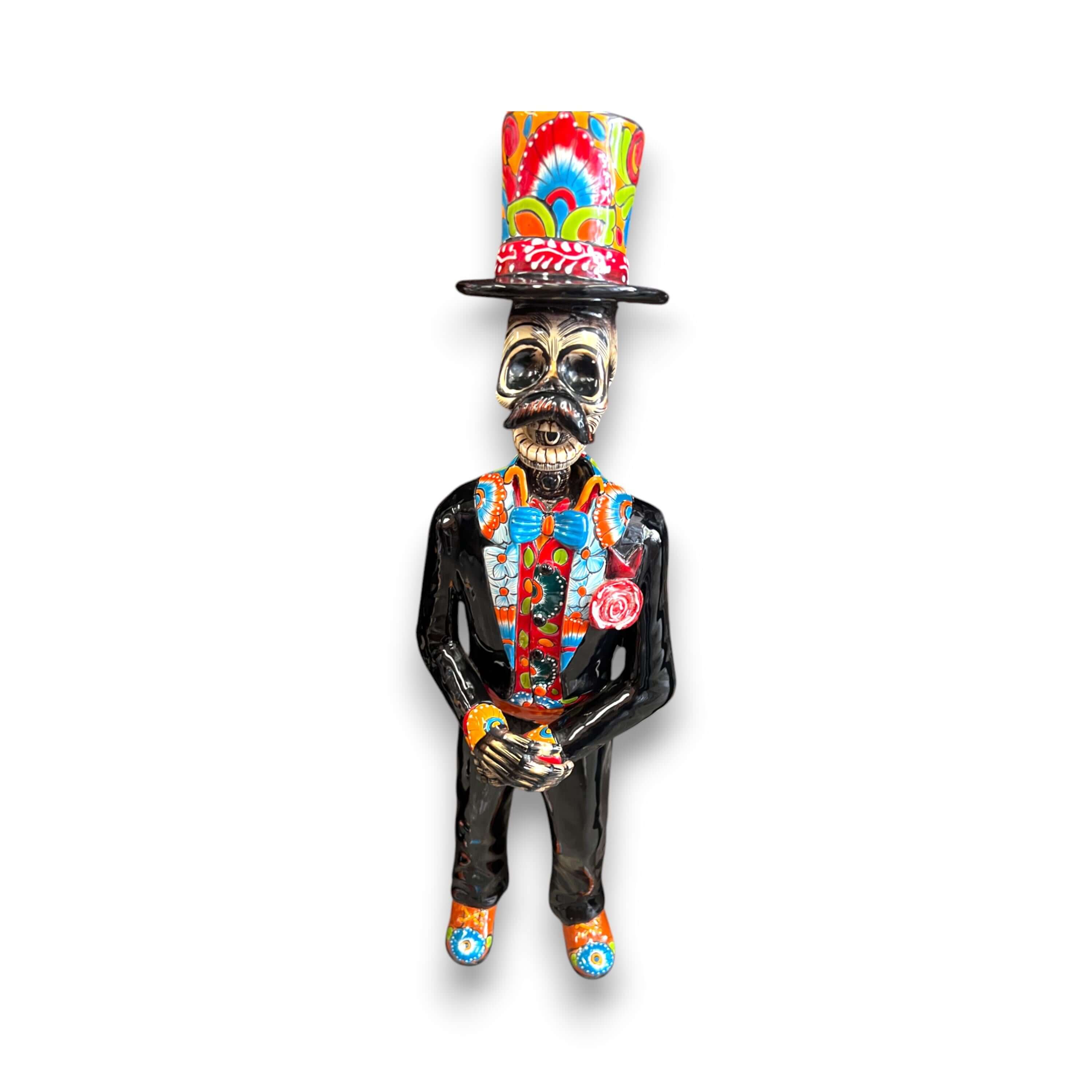 Estatua Catrín de Talavera | Figurilla de 33" del Día de Muertos
