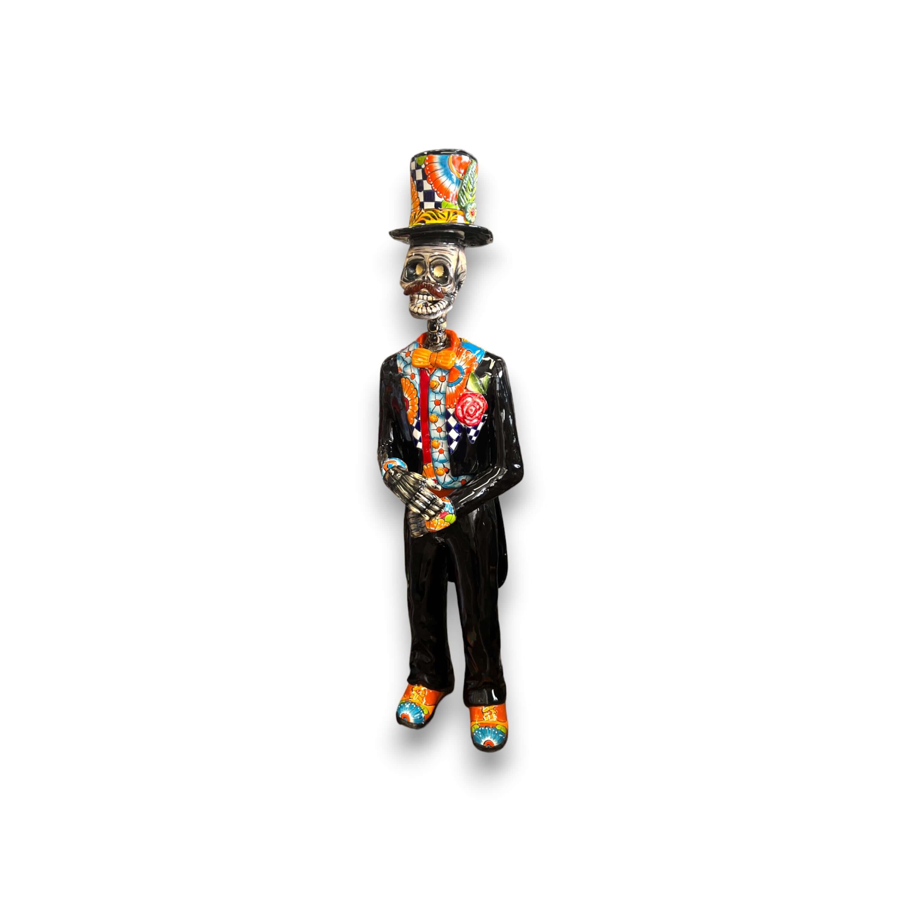 Estatua Catrín de Talavera | Figurilla de 33" del Día de Muertos