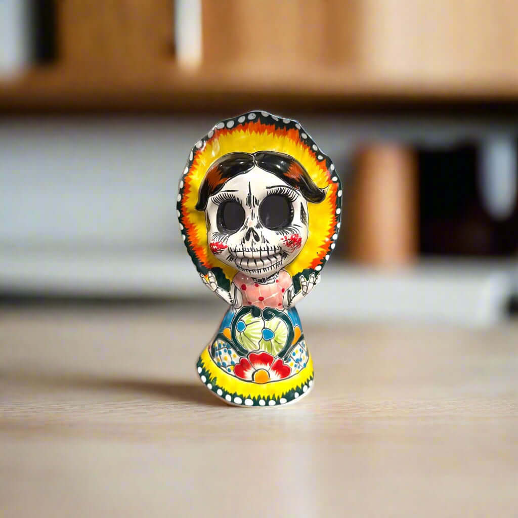 Talavera Skeleton Woman | Day of the Dead Figurine in Traditional Dress