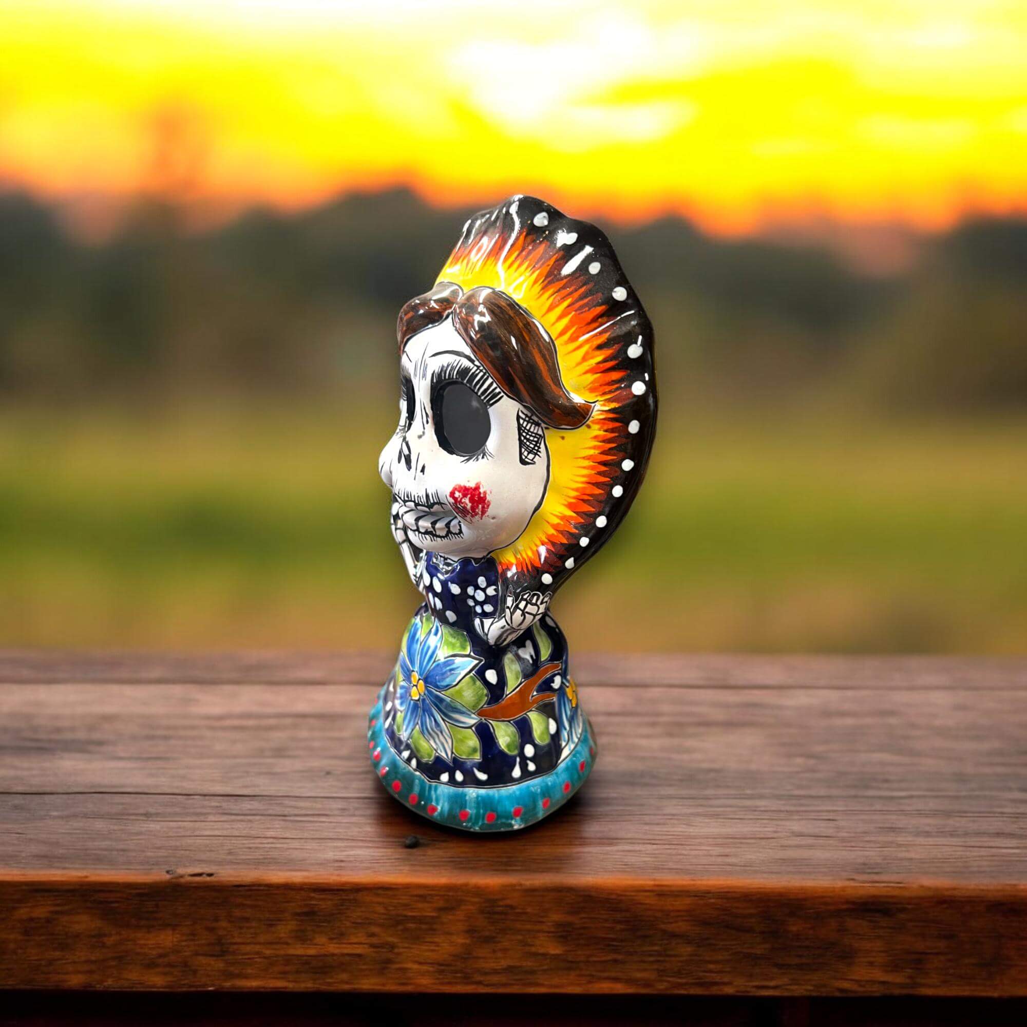 Talavera Skeleton Woman | Day of the Dead Figurine in Traditional Dress