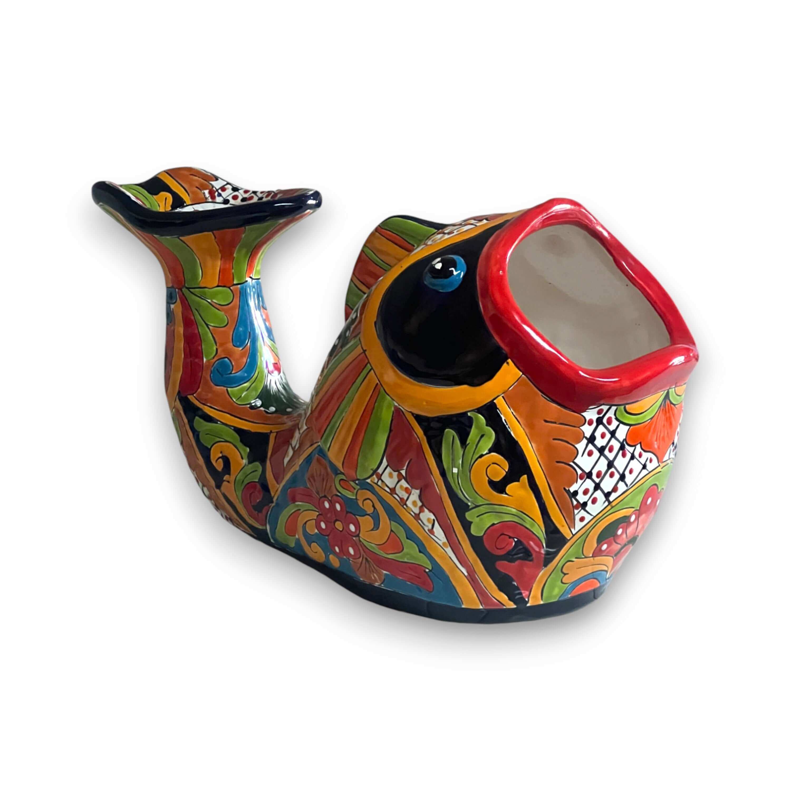 Macetero de Talavera con forma de Pez | Decoración Mexicana de Cerámica Pintada a Mano
