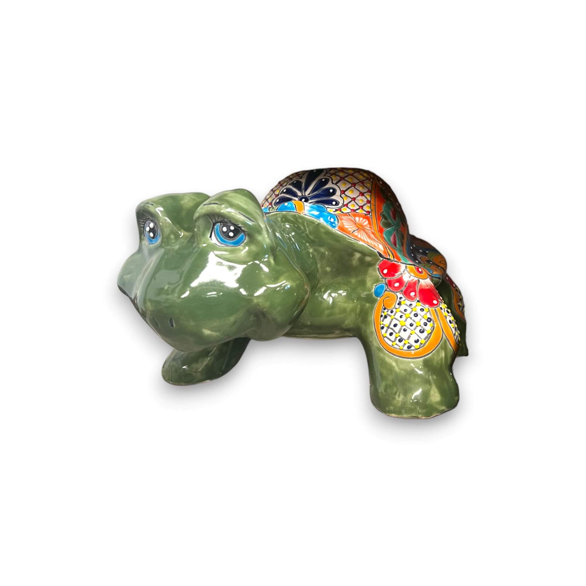 Estatua de tortuga de Talavera | Tortuga de cerámica mexicana pintada a mano