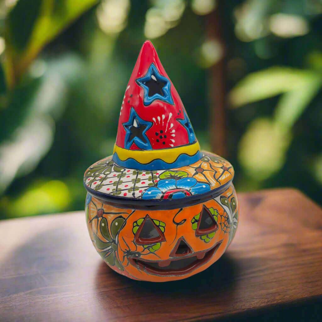 Calabaza de Talavera | Calabaza Mexicana con Sombrero de Bruja