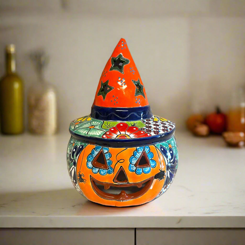 Calabaza de Talavera | Calabaza Mexicana con Sombrero de Bruja