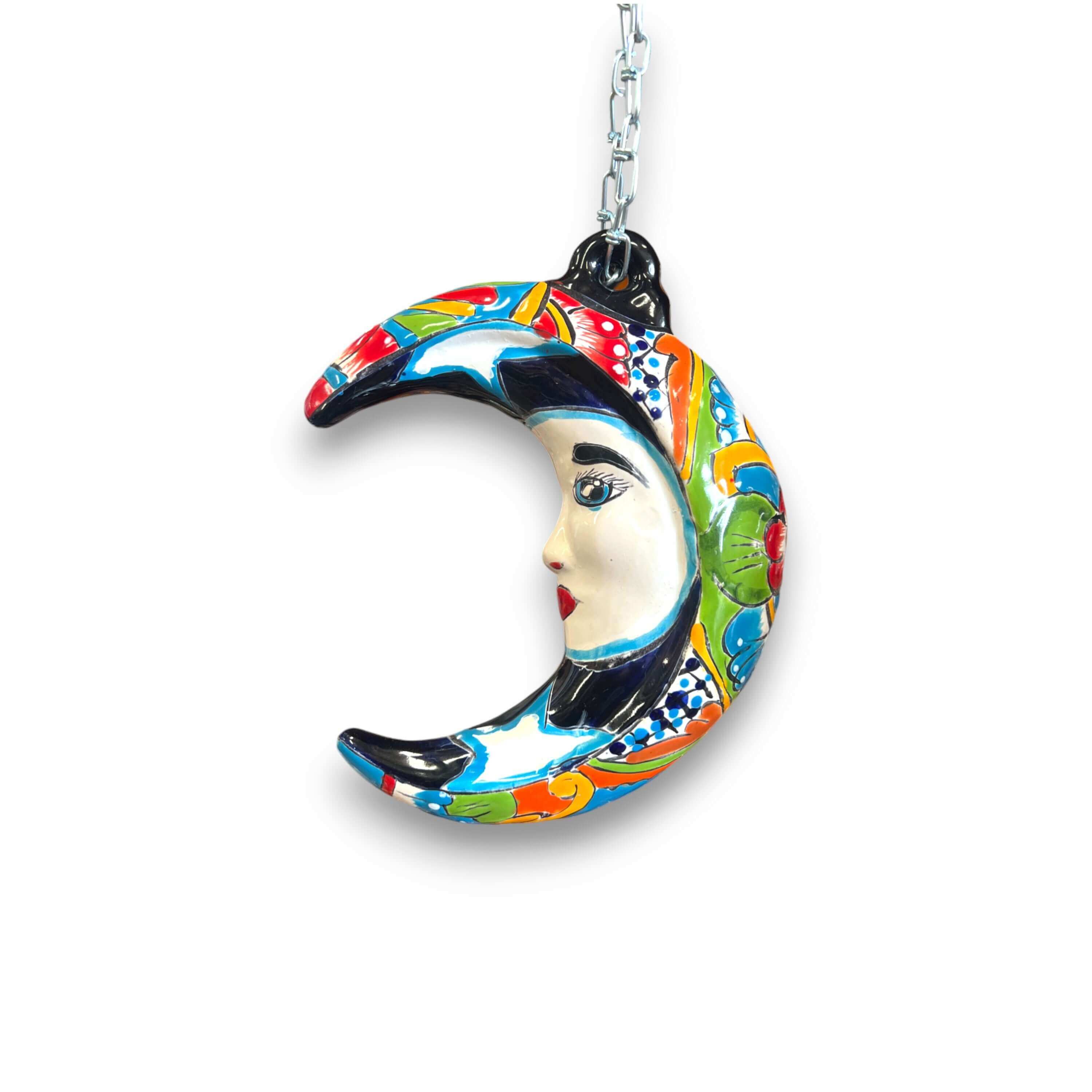 Talavera Crescent Moon Face | Hanging Mexican Wall Art