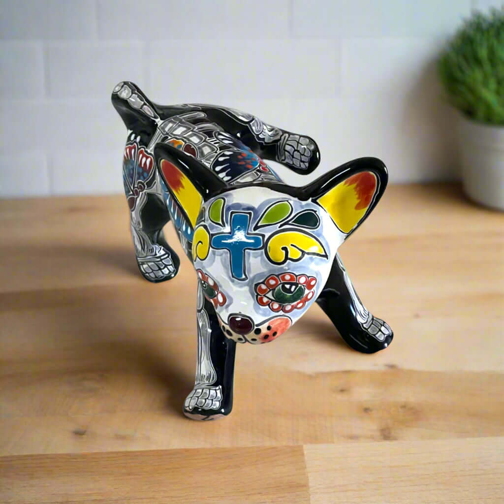 Chihuahua de Talavera Orinando | Figura Mexicana del Día de Muertos