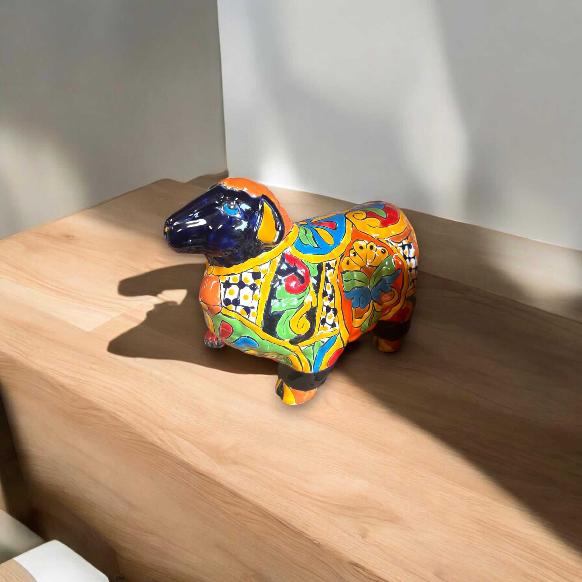 Macetero Talavera con forma de Carnero | Maceta de Cerámica Mexicana Pintada a Mano