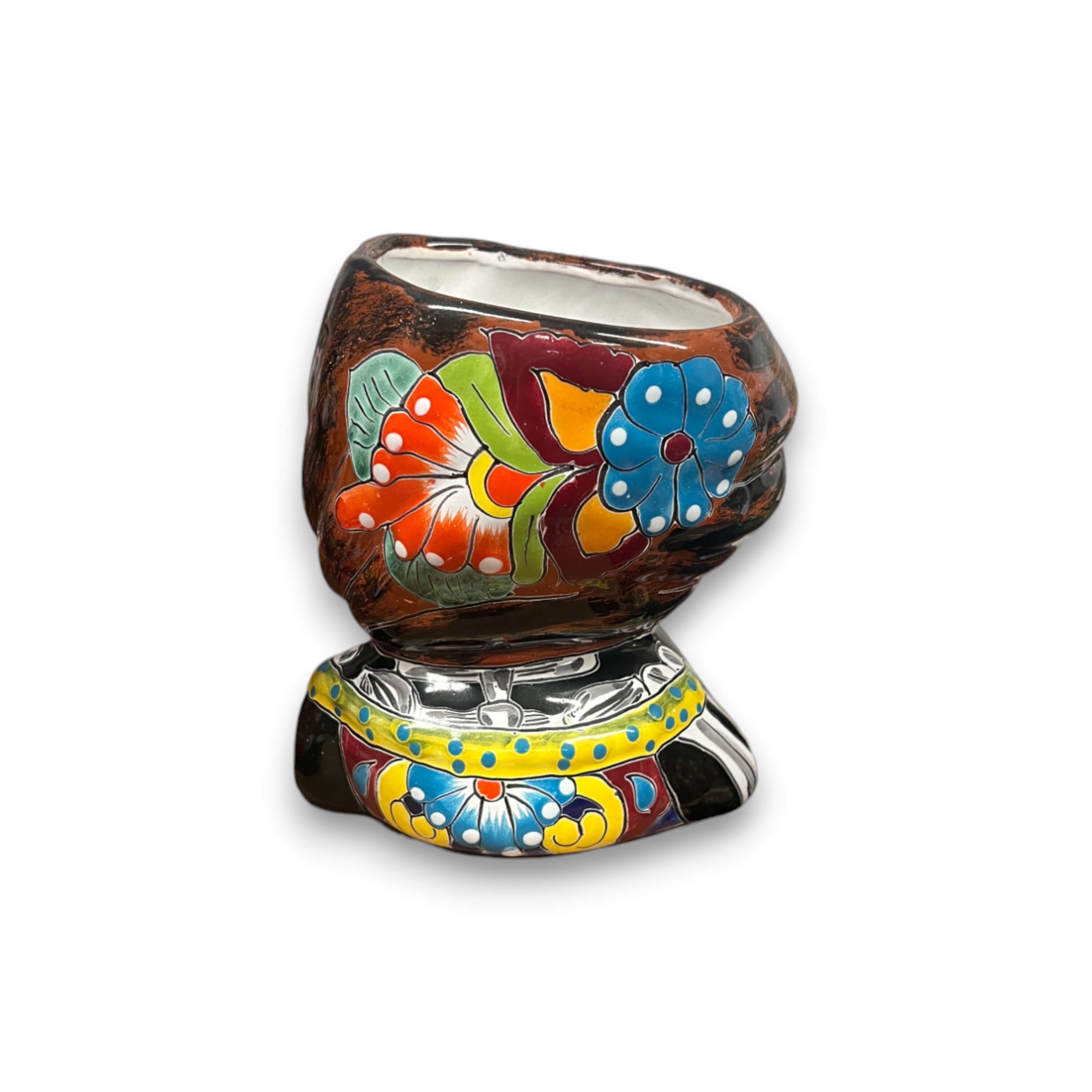 Maceta Talavera Calavera de Niña | Maceta del Día de Muertos Pintada a Mano
