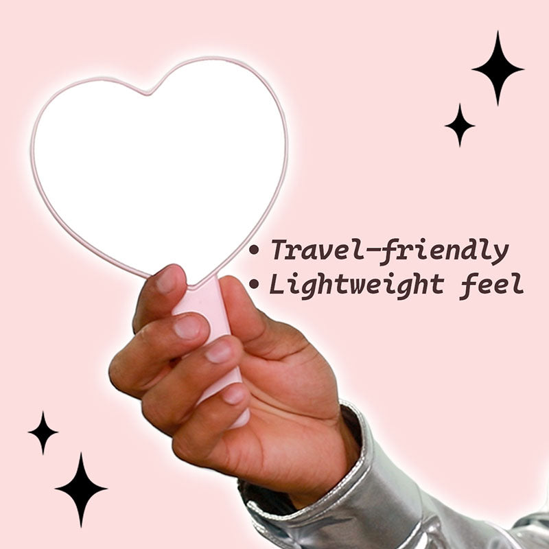 'Tengo Chisme' -  Pink Heart Shaped Makeup Hand Mirror Travel Friendly (LIMITED EDITION)