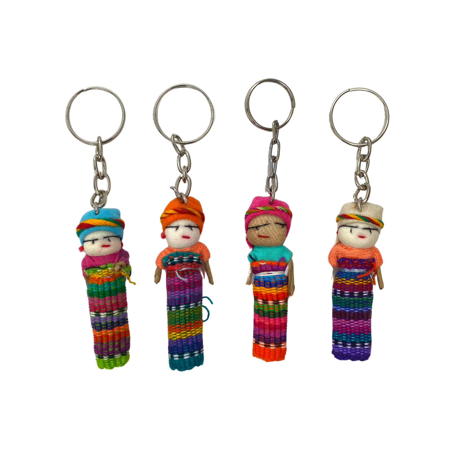 Llavero de Muñeca Quita Pena Boho | Charm Multicolor Hecho a Mano de Guatemala